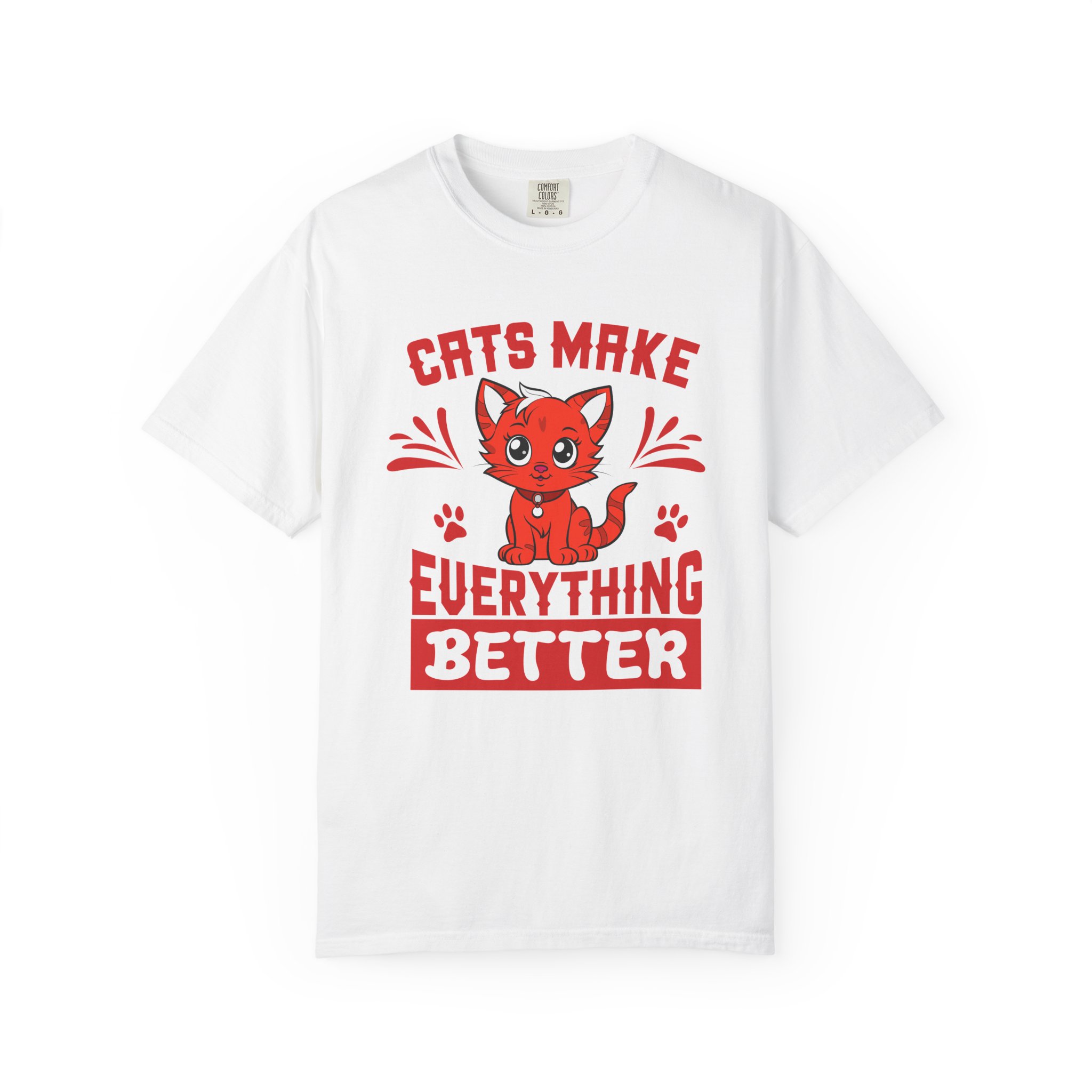 Cats Make Everything Better T-Shirt — Cute Red Kitten Graphic Tee for Cat Lovers,