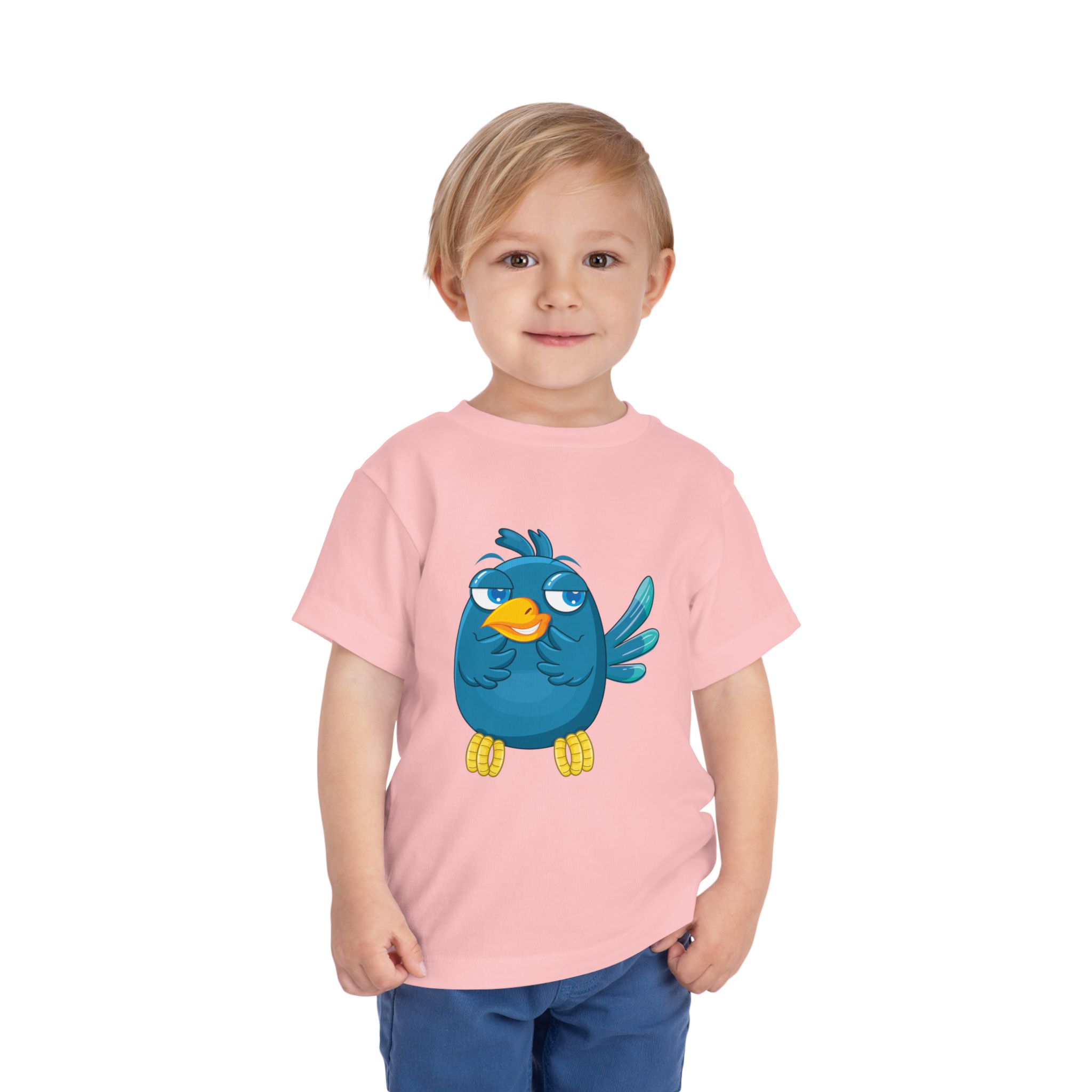 Cute Blue Cartoon Bird Toddler T-Shirt – Adorable Animal Graphic Tee for Kids, Boys & Girls. - Image 3