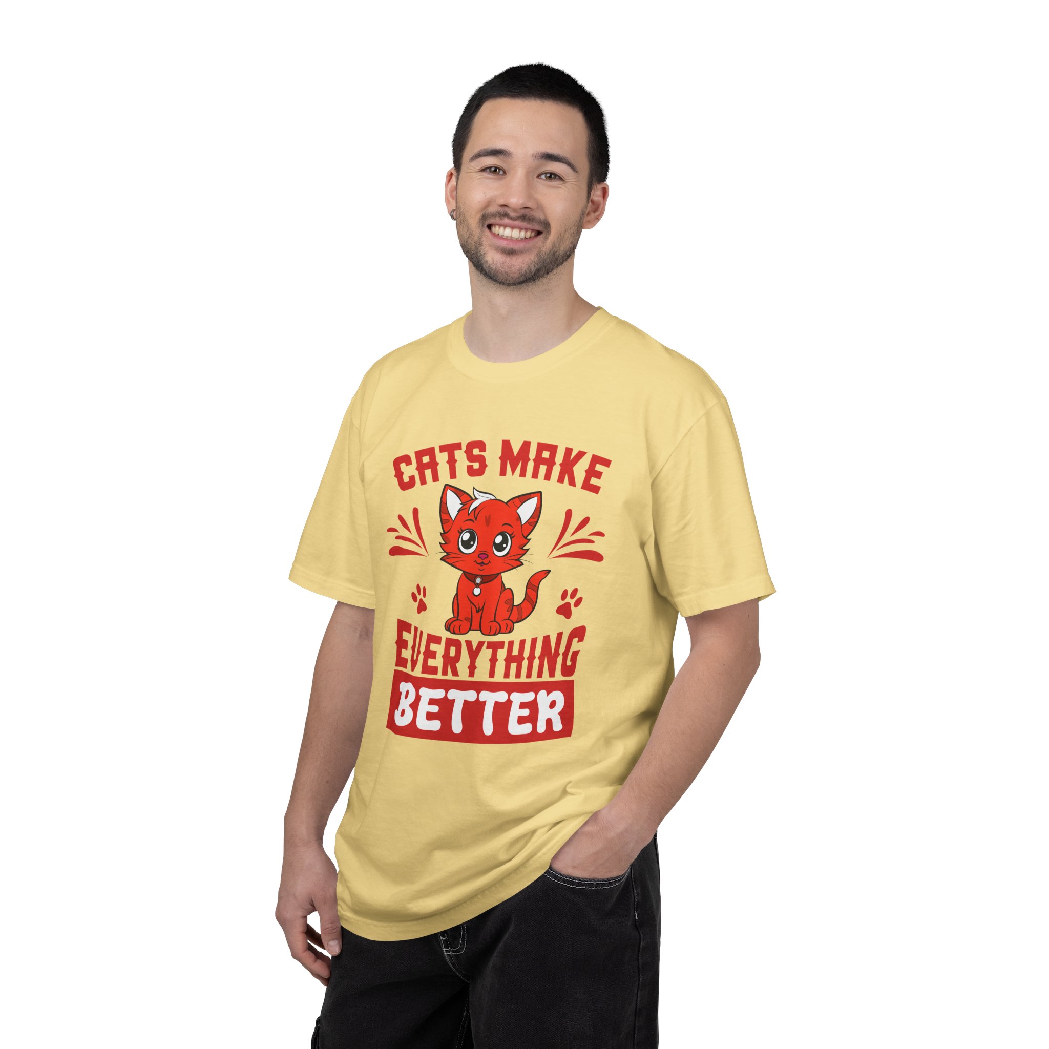 Cats Make Everything Better T-Shirt — Cute Red Kitten Graphic Tee for Cat Lovers, - Image 18