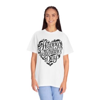 Happy Valentine’s Day Script Heart T-Shirt – Romantic Love Graphic Tee for Couples, Gift Giving & Festive Celebration. - Image 3