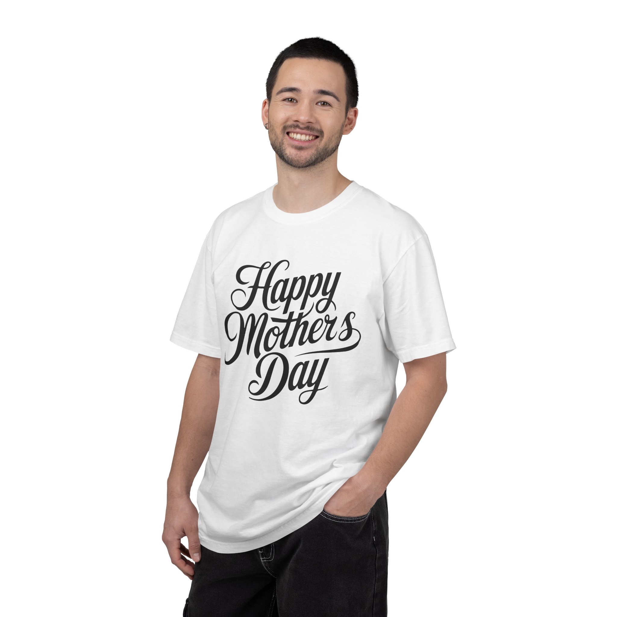Happy Mother’s Day Script Mom Gift T-Shirt – Cute Love Graphic Tee for Moms, Perfect Gift Giving & Special Celebration Wear. - Image 2