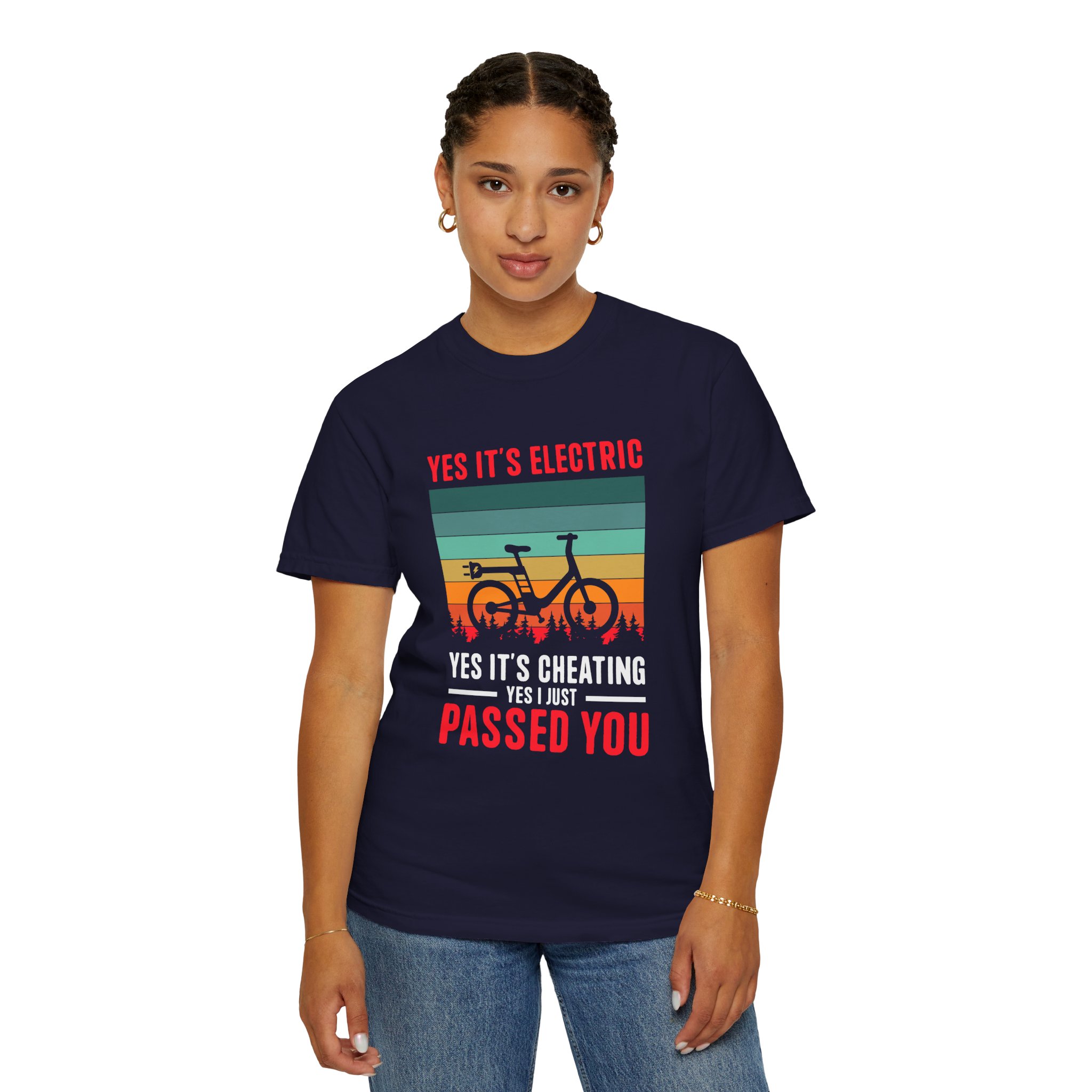 Electric Bike Humor T-Shirt - Perfect Gift for Cyclists, Casual Outfit, Sports Event, Cycling Enthusiasts. - Image 4