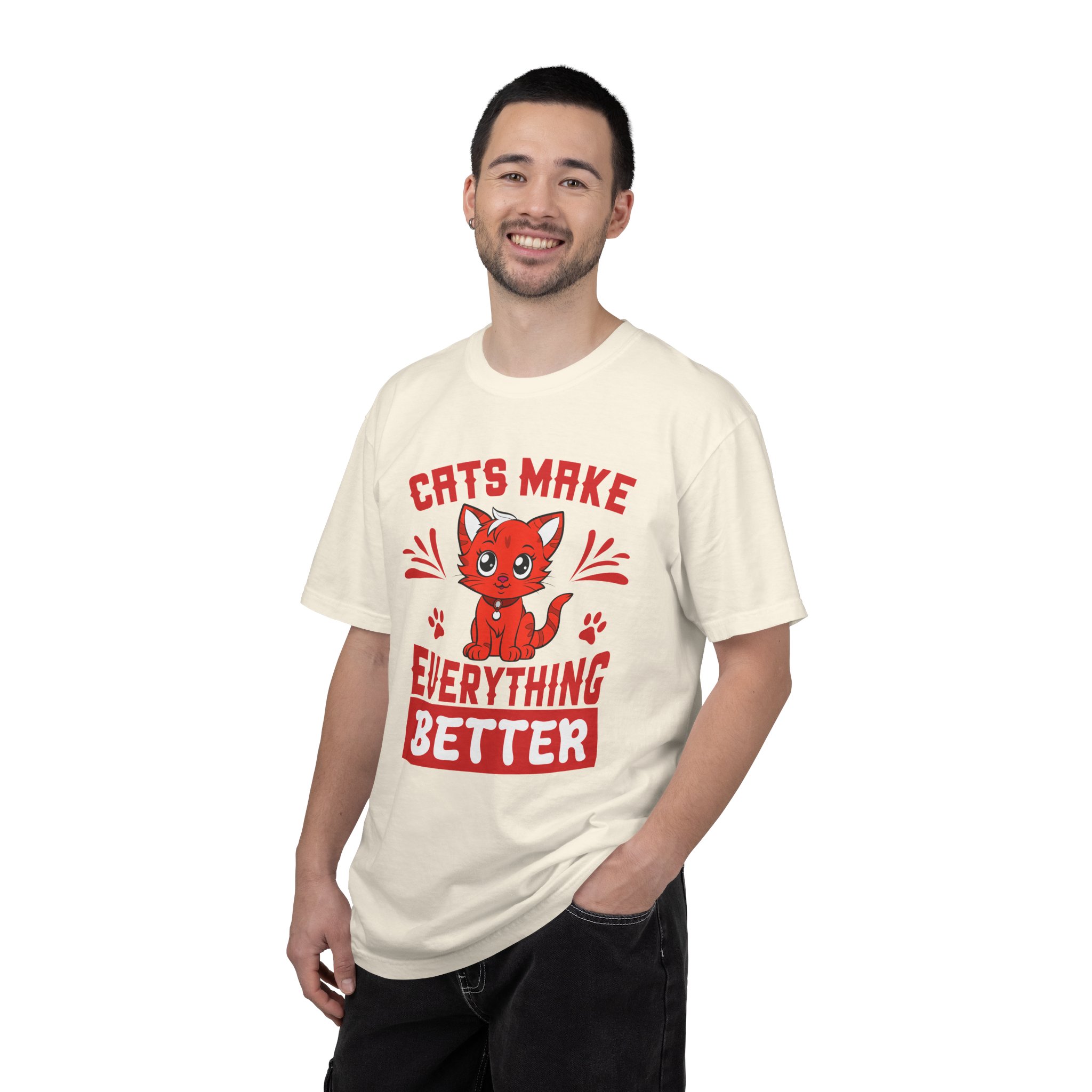 Cats Make Everything Better T-Shirt — Cute Red Kitten Graphic Tee for Cat Lovers, - Image 10