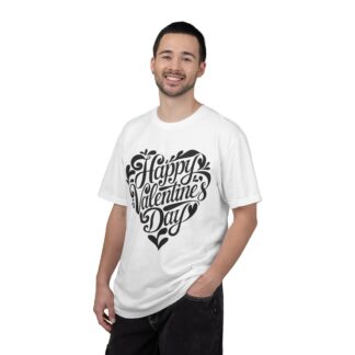 Happy Valentine’s Day Script Heart T-Shirt – Romantic Love Graphic Tee for Couples, Gift Giving & Festive Celebration. - Image 2