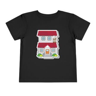 Cute Red Roof House Toddler T-Shirt – Adorable Home Illustration Graphic Tee for Kids, Boys & Girls.