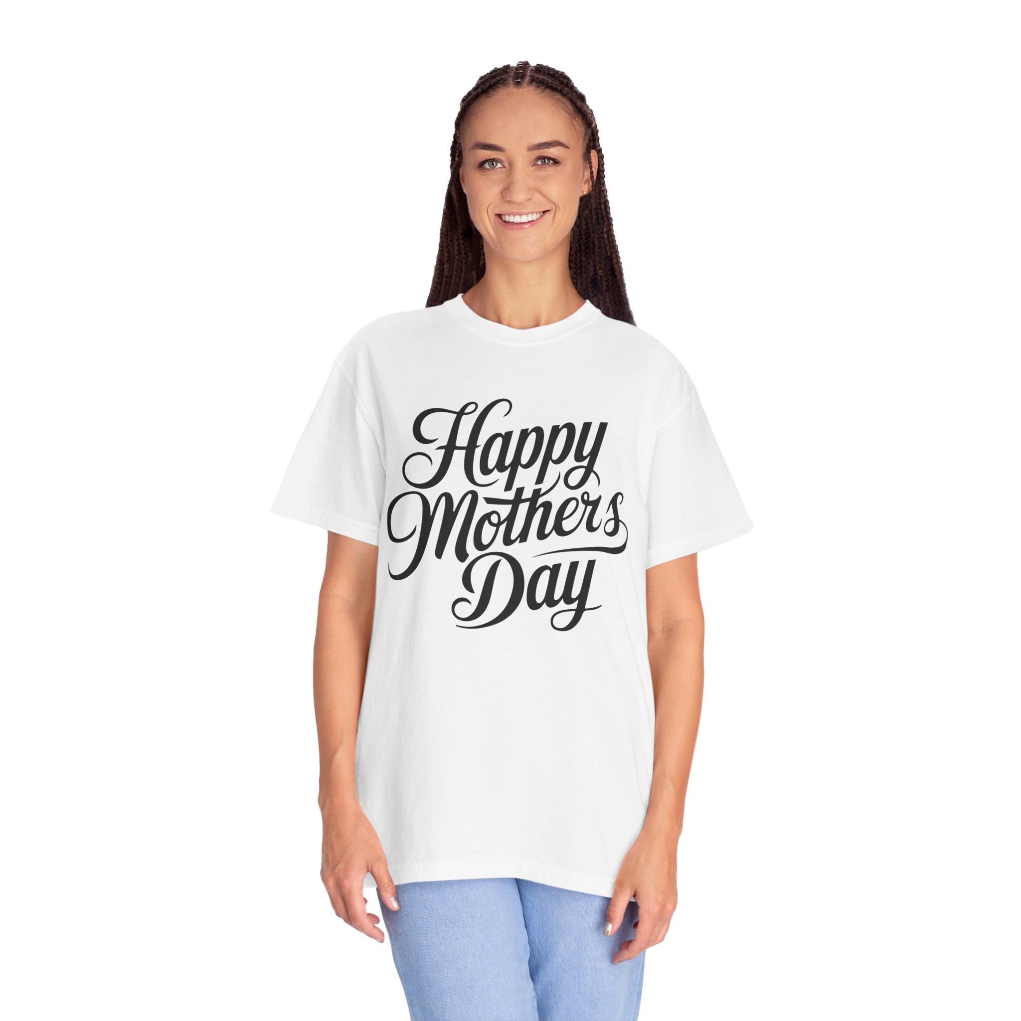 Happy Mother’s Day Script Mom Gift T-Shirt – Cute Love Graphic Tee for Moms, Perfect Gift Giving & Special Celebration Wear. - Image 3