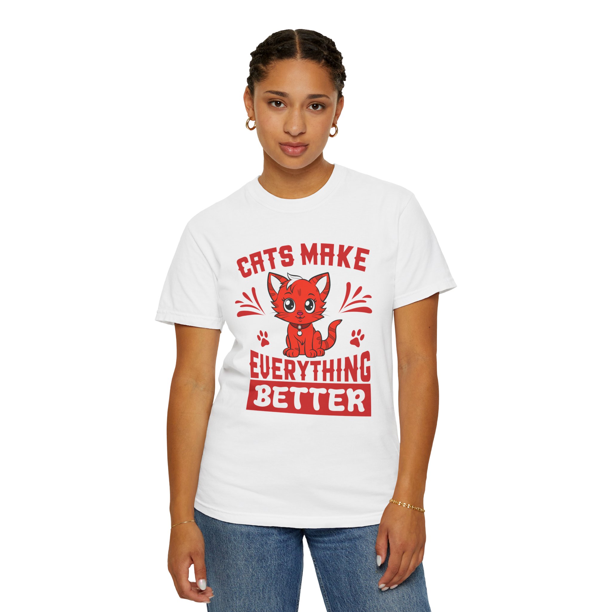 Cats Make Everything Better T-Shirt — Cute Red Kitten Graphic Tee for Cat Lovers, - Image 4