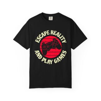 Escape Reality and Play Games T-Shirt – Funny Gamer Graphic Tee for Video Game Lovers, Gamers & Gaming Enthusiasts.