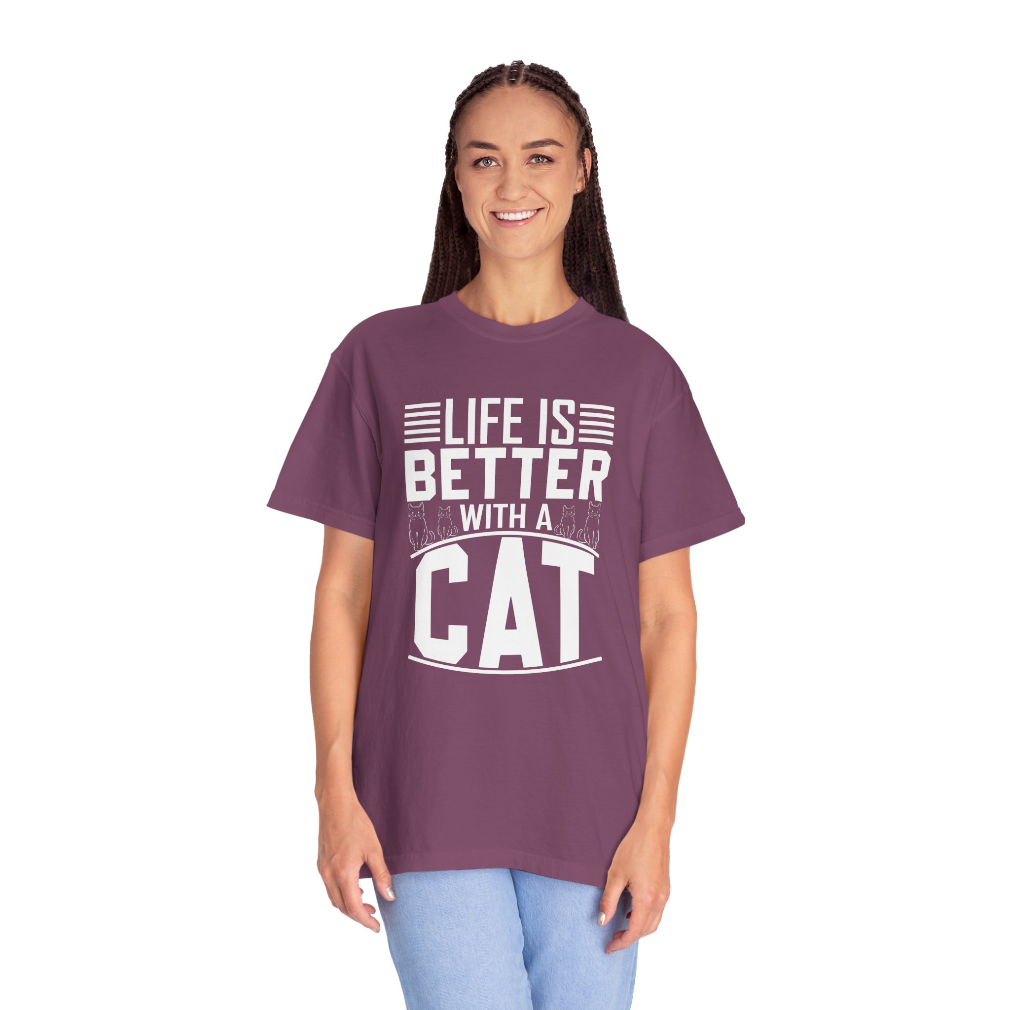b2 - 5.19 - Life Is Better With a Cat T-Shirt – Cute Cat Lover Graphic Tee for Cozy Vibes & Everyday Happiness. - Image 3
